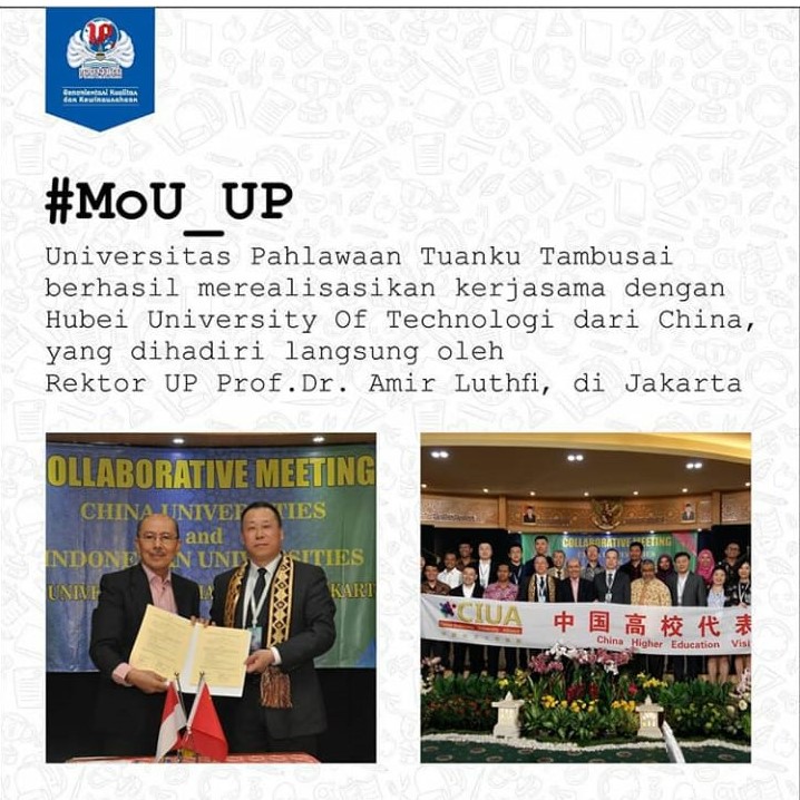 Universitas Pahlawan Holds Signing of MoU with Hubei University of Technology China