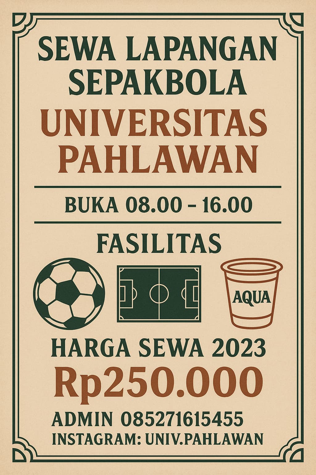Info Penyewaan Lapangan Bola Prodi S1 Penjaskesrek 2023