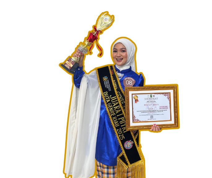 Mahasiswi Universitas Pahlawan Raih Juara 1 Putri Duta Genre Riau 2025