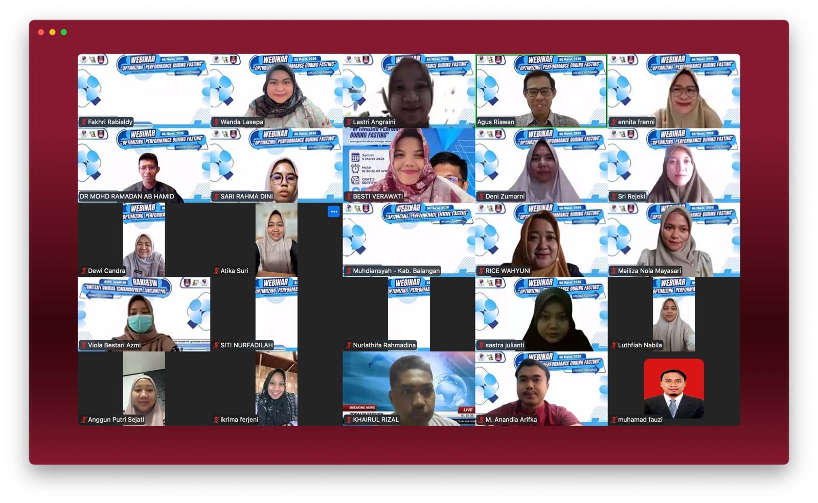 Prodi S1 Gizi Universitas Pahlawan dan Riau Nutrition Center Gelar Webinar Internasional Bahas Optimalisasi Performa Saat Puasa